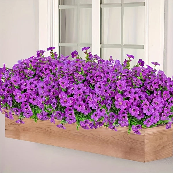 Planet Gates 2/4pcs, Artificial Flowers, Yellow Bulk Outdoor UV Resistant Fake Plants For Outside No Fade Fall Flowers Greenery Shrubs For Hanging Basket Planters, Window Outdoor Garden Yard Decor, Home Room Scene Decor