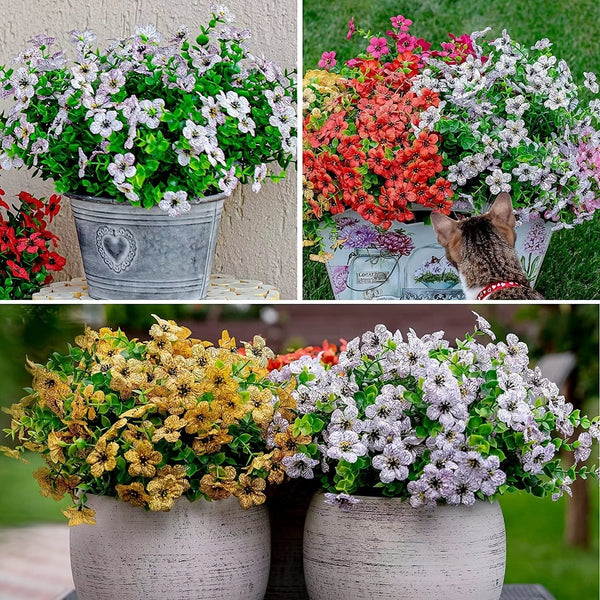 Planet Gates 2/4pcs, Artificial Flowers, Yellow Bulk Outdoor UV Resistant Fake Plants For Outside No Fade Fall Flowers Greenery Shrubs For Hanging Basket Planters, Window Outdoor Garden Yard Decor, Home Room Scene Decor