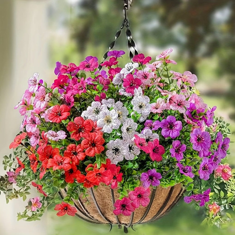 Planet Gates 2/4pcs, Artificial Flowers, Yellow Bulk Outdoor UV Resistant Fake Plants For Outside No Fade Fall Flowers Greenery Shrubs For Hanging Basket Planters, Window Outdoor Garden Yard Decor, Home Room Scene Decor