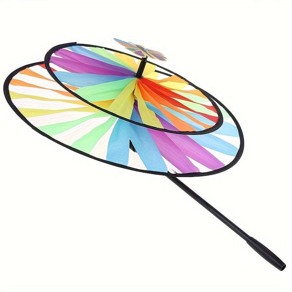 Planet Gates 2/4pcs Double-layered Black-edged Turntable Windmills With Two-layered Windmills, Double-layered Windmill Decoration For Outdoor Sports (random Insects)