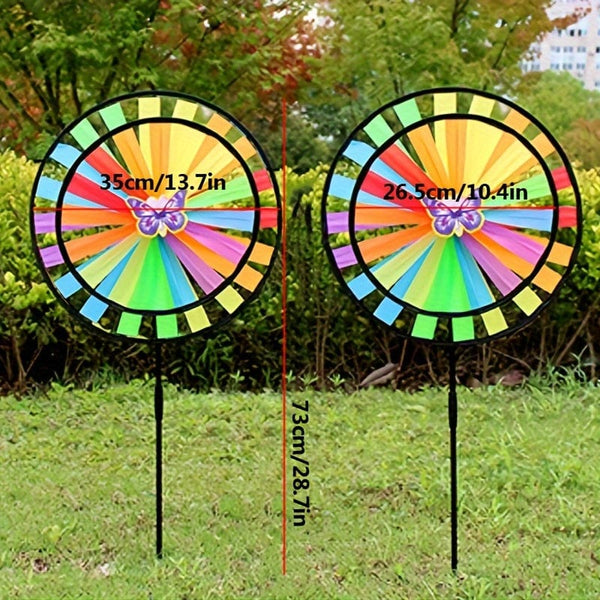 Planet Gates 2/4pcs Double-layered Black-edged Turntable Windmills With Two-layered Windmills, Double-layered Windmill Decoration For Outdoor Sports (random Insects)