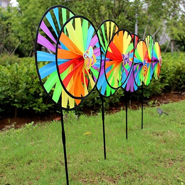 Planet Gates 2/4pcs Double-layered Black-edged Turntable Windmills With Two-layered Windmills, Double-layered Windmill Decoration For Outdoor Sports (random Insects)