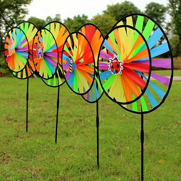Planet Gates 2/4pcs Double-layered Black-edged Turntable Windmills With Two-layered Windmills, Double-layered Windmill Decoration For Outdoor Sports (random Insects)