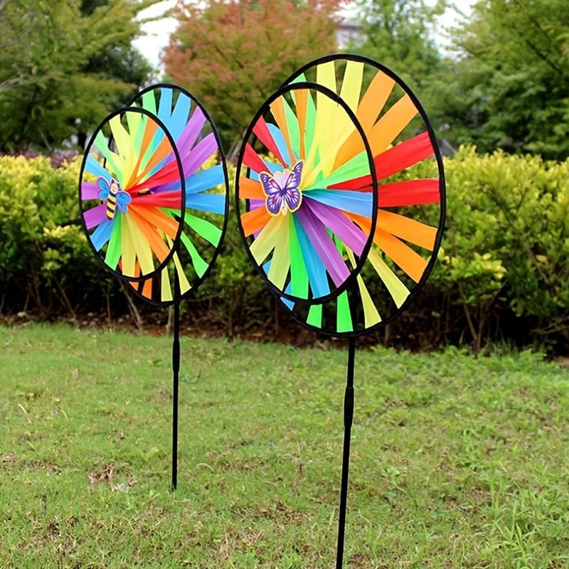 Planet Gates 2/4pcs Double-layered Black-edged Turntable Windmills With Two-layered Windmills, Double-layered Windmill Decoration For Outdoor Sports (random Insects)