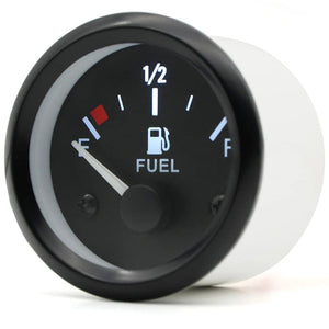 Planet Gates 2" 52mm Fuel Level Gauge Car Meter White LED Light Black Rim Automotive Gauges 12V