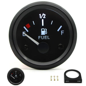 Planet Gates 2" 52mm Fuel Level Gauge Car Meter White LED Light Black Rim Automotive Gauges 12V