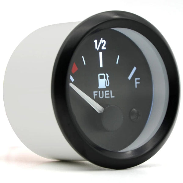 Planet Gates 2" 52mm Fuel Level Gauge Car Meter White LED Light Black Rim Automotive Gauges 12V