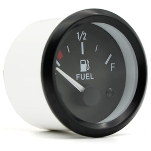 Planet Gates 2" 52mm Fuel Level Gauge Car Meter White LED Light Black Rim Automotive Gauges 12V