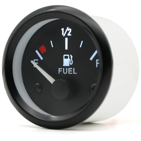 Planet Gates 2" 52mm Fuel Level Gauge Car Meter White LED Light Black Rim Automotive Gauges 12V
