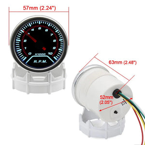 Planet Gates 2" 52mm Universal 12V LED Smoke Len -1~0~2 BAR Turbo Boost Gauge Meter / Turbo Boost Meter with White LED Backlight For 12V Car