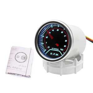 Planet Gates 2" 52mm Universal 12V LED Smoke Len -1~0~2 BAR Turbo Boost Gauge Meter / Turbo Boost Meter with White LED Backlight For 12V Car