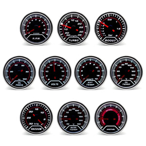 Planet Gates 2" 52mm Universal 12V LED Smoke Len -1~0~2 BAR Turbo Boost Gauge Meter / Turbo Boost Meter with White LED Backlight For 12V Car