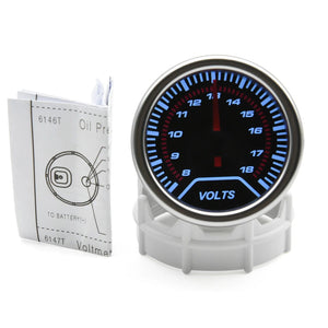 Planet Gates 2" 52mm Universal 12V LED Smoke Len -1~0~2 BAR Turbo Boost Gauge Meter / Turbo Boost Meter with White LED Backlight For 12V Car