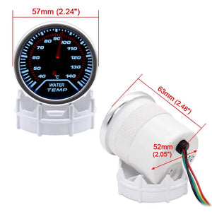 Planet Gates 2" 52mm Universal 12V LED Smoke Len -1~0~2 BAR Turbo Boost Gauge Meter / Turbo Boost Meter with White LED Backlight For 12V Car