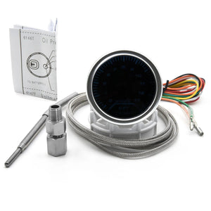 Planet Gates 2" 52mm Universal 12V LED Smoke Len -1~0~2 BAR Turbo Boost Gauge Meter / Turbo Boost Meter with White LED Backlight For 12V Car