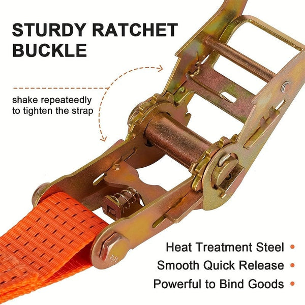 Planet Gates 2.54cm Width 4.88meter length Ratchet Straps, 1in 4.88meter Tie Down Straps With Double J Hook, 2267.96 KG Break Strength Cargo Ratchet Straps For Moving