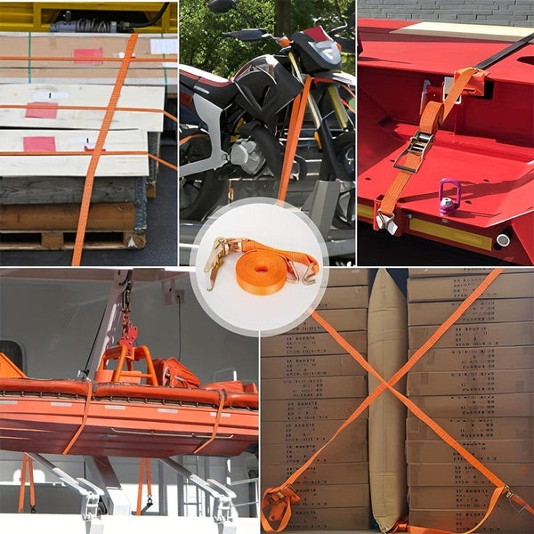 Planet Gates 2.54cm Width 4.88meter length Ratchet Straps, 1in 4.88meter Tie Down Straps With Double J Hook, 2267.96 KG Break Strength Cargo Ratchet Straps For Moving