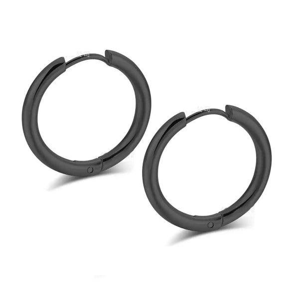 Planet Gates 2.5mm black / 20mm 2PC /Set Stainless Steel Small Hoop Earrings for Women Men Gold Color Black Circle Thick Ear Ring Huggie Earrings Hoop Piercing