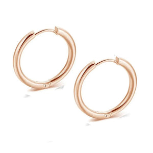 Planet Gates 2.5mm rose gold / 8mm 2PC /Set Stainless Steel Small Hoop Earrings for Women Men Gold Color Black Circle Thick Ear Ring Huggie Earrings Hoop Piercing
