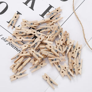 Planet Gates 2.5x0.3cm/0.98*0.11in 50pcs / as pic 50/100pcs Mini Natural Wooden Clips, 25mm Photo Clips, Craft Decoration Clips, Socks Clothes Drying Pins Clips, Household Clothespins