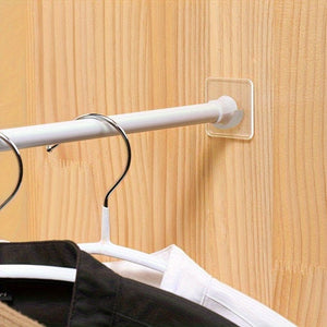 Planet Gates 2/6/10pcs Multifunctional Punch-Free Wall Hook For Curtain Rod, Transparent Rod Holder, Strong Adhesive Load-Bearing Rod Bracket, Bathroom Accessories