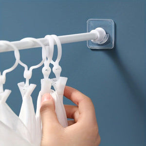 Planet Gates 2/6/10pcs Multifunctional Punch-Free Wall Hook For Curtain Rod, Transparent Rod Holder, Strong Adhesive Load-Bearing Rod Bracket, Bathroom Accessories