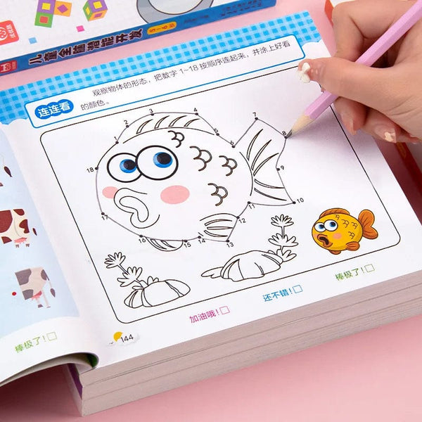Planet Gates 2-6 Years Mathematical Book Animals Drawing Painting Pen Control Training Kids Brain Early Education Book for Kids 192 Pages