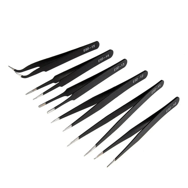 Planet Gates 2/6pcs Precision Tweezers Set ESD Anti-Static Stainless Steel Tweezers Repair Tools for Electronics Repair Soldering Craft Tools