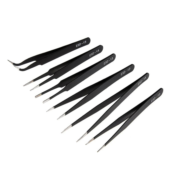 Planet Gates 2/6pcs Precision Tweezers Set ESD Anti-Static Stainless Steel Tweezers Repair Tools for Electronics Repair Soldering Craft Tools