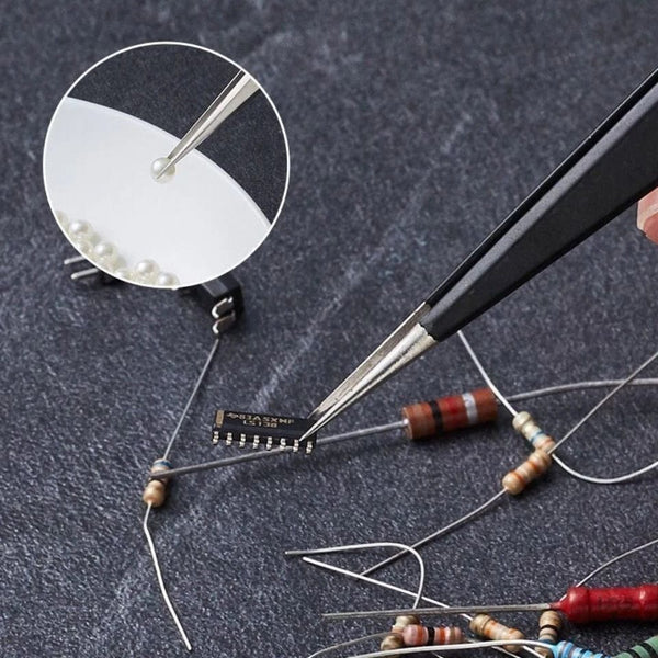 Planet Gates 2/6pcs Precision Tweezers Set ESD Anti-Static Stainless Steel Tweezers Repair Tools for Electronics Repair Soldering Craft Tools