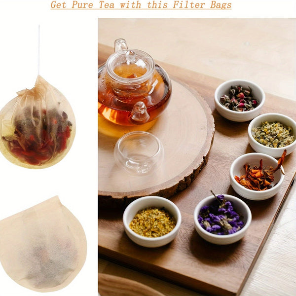 Planet Gates 2.95''/7.5cm 100pcs Unbleached Tea Filter Bags - Perfect For Loose Leaf Tea, Coffee, Bath Spice & Soup Infusions, Tea Accessories, Kitchen Gadgets