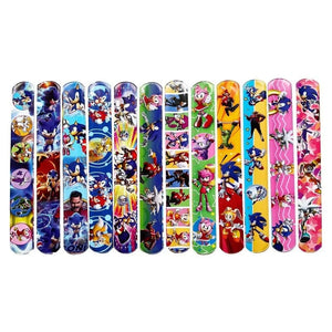 Planet Gates 2 a set of 12 Sonic The Hedgehog Wrist Strap Children Clap Ring Slap Bracelets Kids Snapping Rings Toy Party Product Children's Birthday Gifts