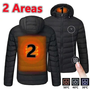 Planet Gates 2 Areas Black / Asian size M 21 Areas Heated Jacket Women's Warm Vest USB Men's Heating Jacket Heated Vests Coat Hunting Hiking Camping Autumn Winter Male