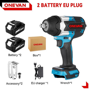 Planet Gates 2 Battery EU Plug A / GERMANY / EU ONEVAN 1800N.M Torque Brushless Electric Impact Wrench Cordless Screwdrive Power Tool Lithium-Ion Battery For Makita 18V Battery