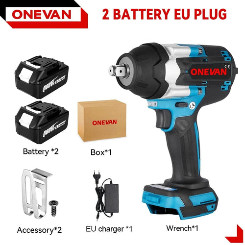 Planet Gates 2 Battery EU Plug A / GERMANY / EU ONEVAN 1800N.M Torque Brushless Electric Impact Wrench Cordless Screwdrive Power Tool Lithium-Ion Battery For Makita 18V Battery