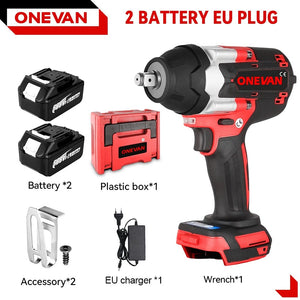 Planet Gates 2 Battery EU Plug B / Russian Federation ONEVAN 1800N.M Torque Brushless Electric Impact Wrench 1/2 Inch Lithium-Ion Battery Cordless Power Tool For Makita 18V Battery