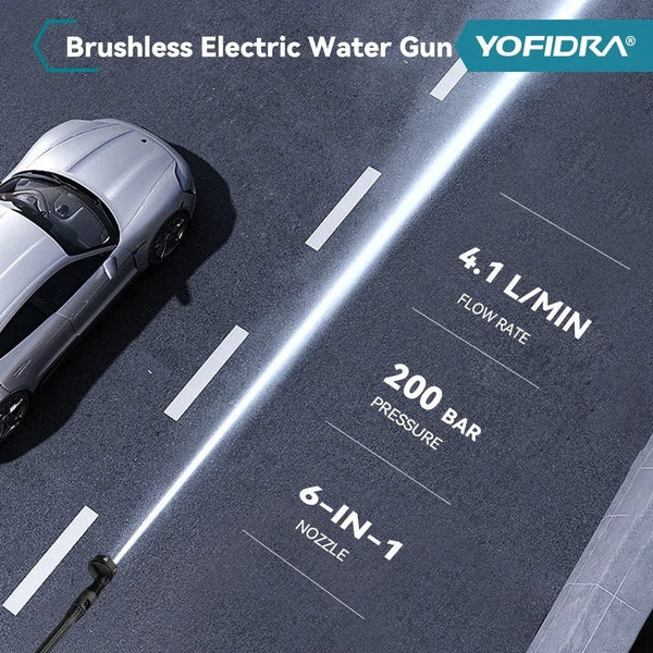 Planet Gates 2 Battery EU Plug / CHINA / Electric 3500W 200Bar Brushless High Pressure Car Wash Washer Gun 6 IN 1 Cordless Foam Generator Cleaning Machine For Makita 18V Battery