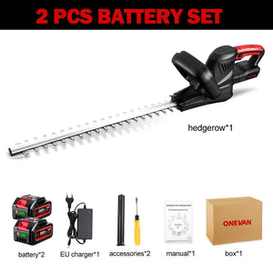 Planet Gates 2 Battery EU Plug / spain 2000W Brushless Electric Hedge Trimmer Cordless Household Trimmer Rechargeable Grass Trimmer Garden Tools For Makita 18V Battery