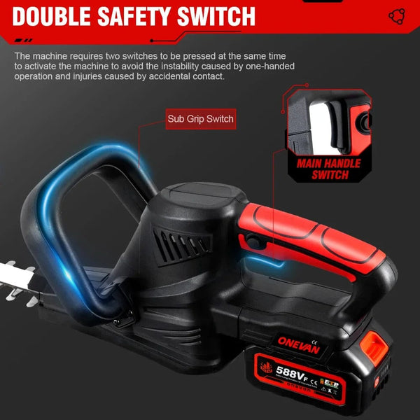 Planet Gates 2 Battery EU Plug / spain 2000W Brushless Electric Hedge Trimmer Cordless Household Trimmer Rechargeable Grass Trimmer Garden Tools For Makita 18V Battery