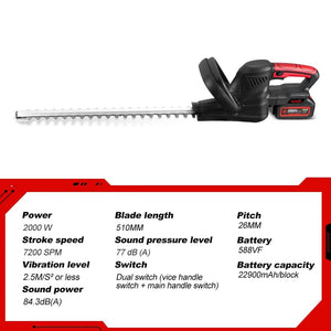 Planet Gates 2 Battery EU Plug / spain 2000W Brushless Electric Hedge Trimmer Cordless Household Trimmer Rechargeable Grass Trimmer Garden Tools For Makita 18V Battery