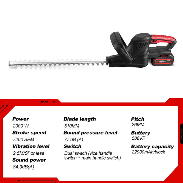 Planet Gates 2 Battery EU Plug / spain 2000W Brushless Electric Hedge Trimmer Cordless Household Trimmer Rechargeable Grass Trimmer Garden Tools For Makita 18V Battery