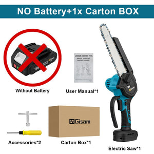 Planet Gates 2 Battery / Mexico 8 Inch Brushless Chain Saw Cordless Electric Saw Woodworking Handheld Pruning Chainsaw Garden Power Tools For Makita 18V Battery