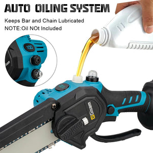 Planet Gates 2 Battery / Mexico 8 Inch Brushless Chain Saw Cordless Electric Saw Woodworking Handheld Pruning Chainsaw Garden Power Tools For Makita 18V Battery