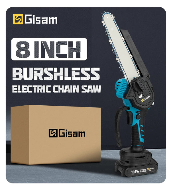 Planet Gates 2 Battery / Mexico 8 Inch Brushless Chain Saw Cordless Electric Saw Woodworking Handheld Pruning Chainsaw Garden Power Tools For Makita 18V Battery