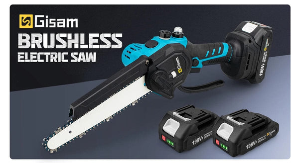 Planet Gates 2 Battery / Mexico 8 Inch Brushless Chain Saw Cordless Electric Saw Woodworking Handheld Pruning Chainsaw Garden Power Tools For Makita 18V Battery