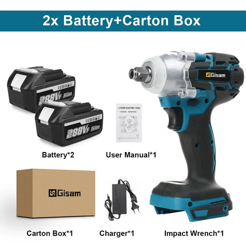 Planet Gates 2 Battery / Russian Federation Gisam 520N.M Brushless Electric Impact Wrench Cordless Electric Wrench 1/2 inch for Makita 18V Battery Screwdriver Power Tools