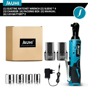 Planet Gates 2 Battery / Russian Federation JAUHI 12V Cordless Electric Wrench 3/8'' Right Angle Ratchet Wrench Angle Drill Screwdriver Removal Screw Nut Car Repair Tool