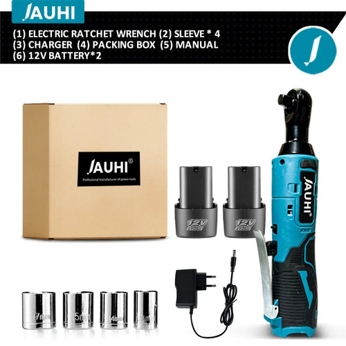 Planet Gates 2 Battery / Russian Federation JAUHI 12V Cordless Electric Wrench 3/8'' Right Angle Ratchet Wrench Angle Drill Screwdriver Removal Screw Nut Car Repair Tool