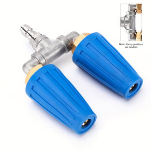 Planet Gates 2*blue Rotating Nozzle 1*stainless Steel Three-way Water Pipe 1 Pack Dual Turbo Nozzle For Pressure Washer, 4000PSI 4-6GPM With 1/4' Quick Connect Power Washer Turbo Nozzle For Gardening Car Cleaning