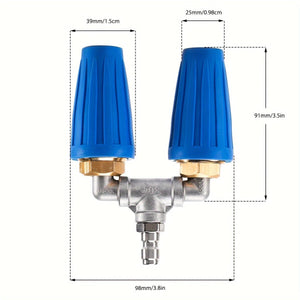 Planet Gates 2*blue Rotating Nozzle 1*stainless Steel Three-way Water Pipe 1 Pack Dual Turbo Nozzle For Pressure Washer, 4000PSI 4-6GPM With 1/4' Quick Connect Power Washer Turbo Nozzle For Gardening Car Cleaning